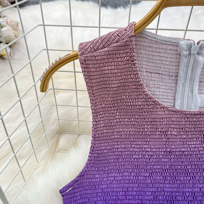 Round Neck Rainbow Gradient Tank Maxi Dress