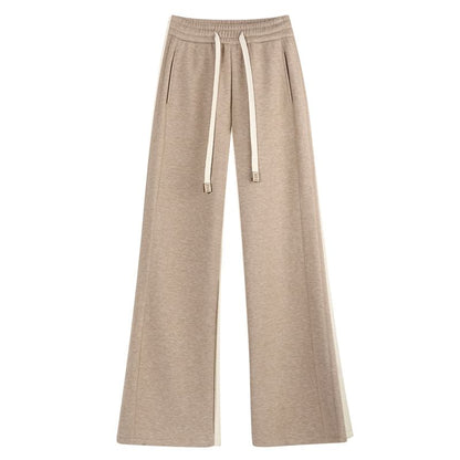 High-Waist Drawstring Fleece Straight Leg Pants