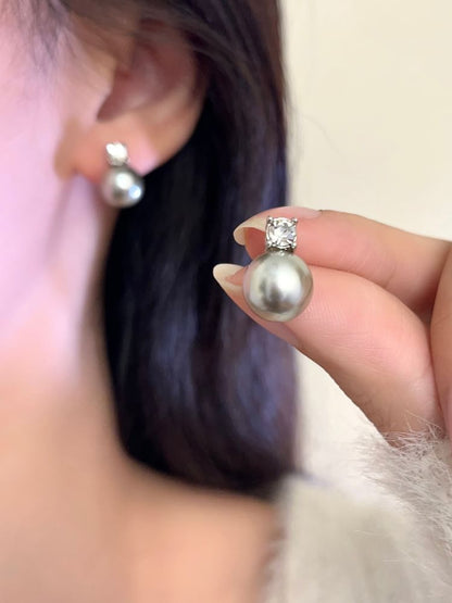 Drop Rhinestone Pearl Earring Faux