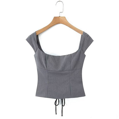 Cap-Sleeve Crop Top and Mini Pencil Skirt Set