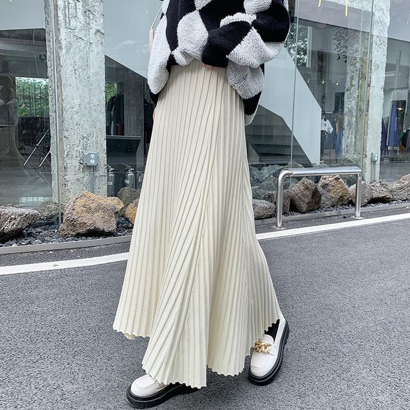 Knitted High-Rise Maxi Mermaid Skirt