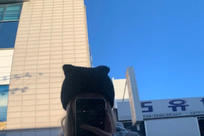 Cat Ear Fluffy Knit Beanie