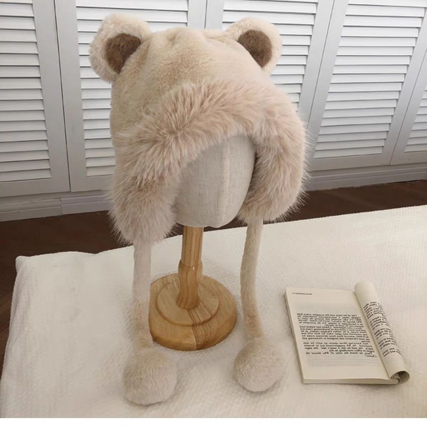 Bear Ear Fluffy Bonnet Hat