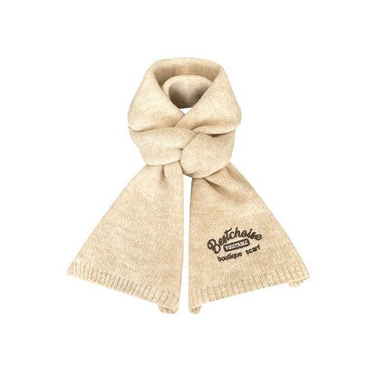 Embroidered Lettering Knit Scarf