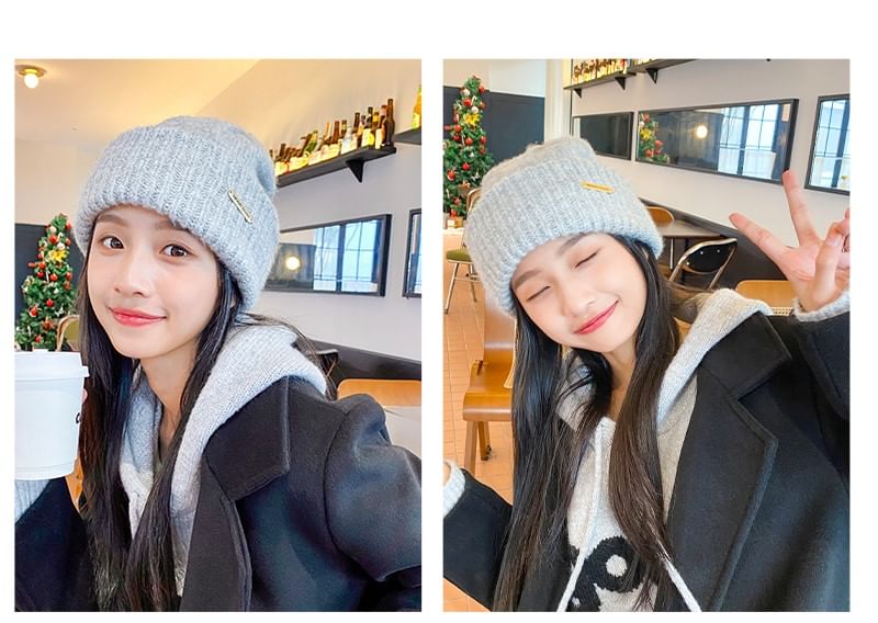 Plain Knit Casual Beanie