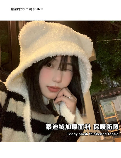 Bear Ear Chenille Bonnet Hat