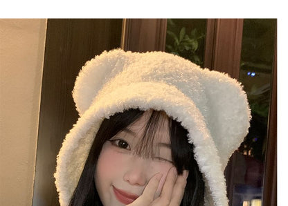 Bear Ear Chenille Bonnet Hat