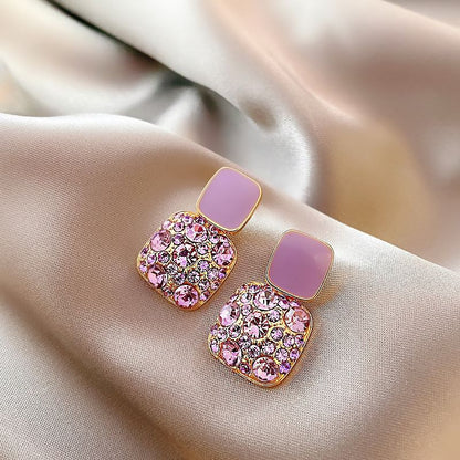 Rhinestone Alloy Drop Earring