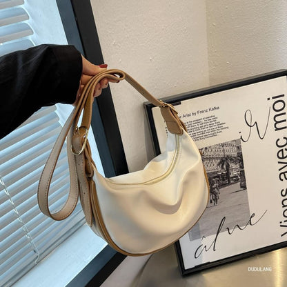 Faux Leather Contrast Trim Crossbody Bag