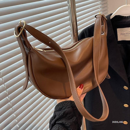 Faux Leather Contrast Trim Crossbody Bag