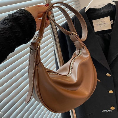 Faux Leather Contrast Trim Crossbody Bag