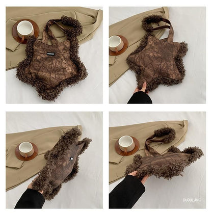 Fluffy Trim Star Tote Bag