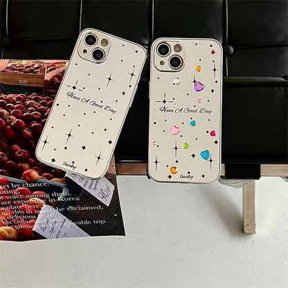 Heart Rhinestone Mirrored Phone Case