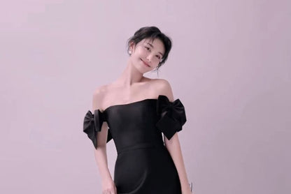 Off Shoulder Plain Sheath Evening Gown