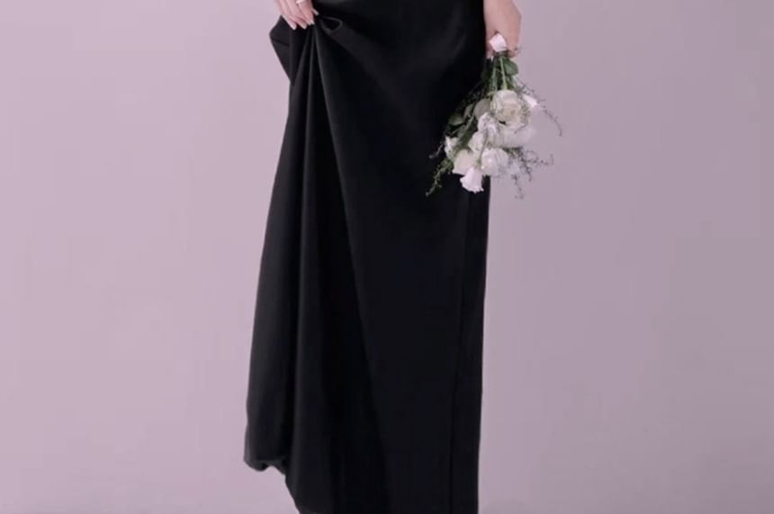 Off Shoulder Plain Sheath Evening Gown