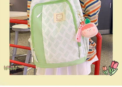 Patterned Paneled Backpack / Peach Charm / Set