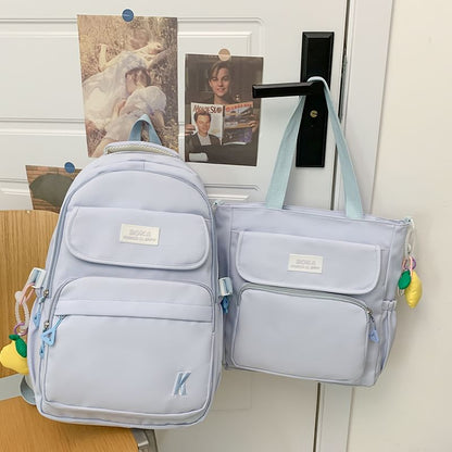 Plain Logo Crossbody Bag / Backpack / Pear Charm / Set