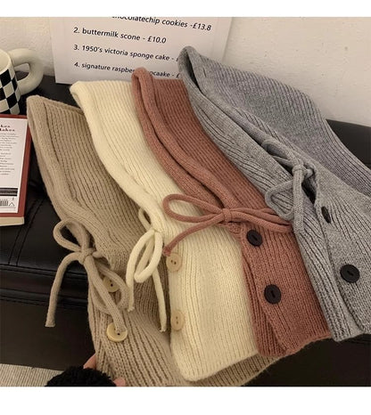 Knit Plain Balaclava Buttoned