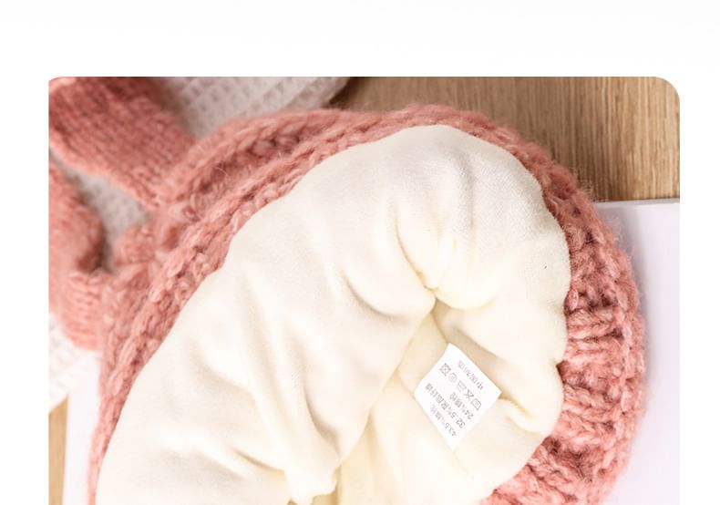 Rabbit Ear Lettering Applique Knit Beanie