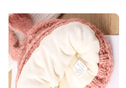 Rabbit Ear Lettering Applique Knit Beanie