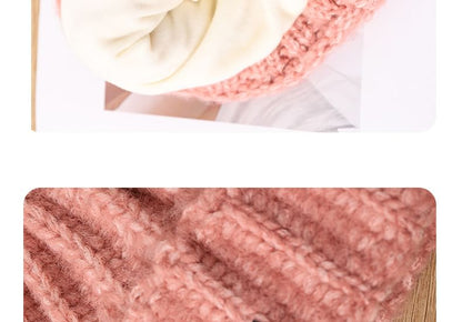 Rabbit Ear Lettering Applique Knit Beanie