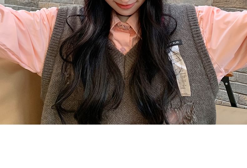 Rabbit Ear Lettering Applique Knit Beanie