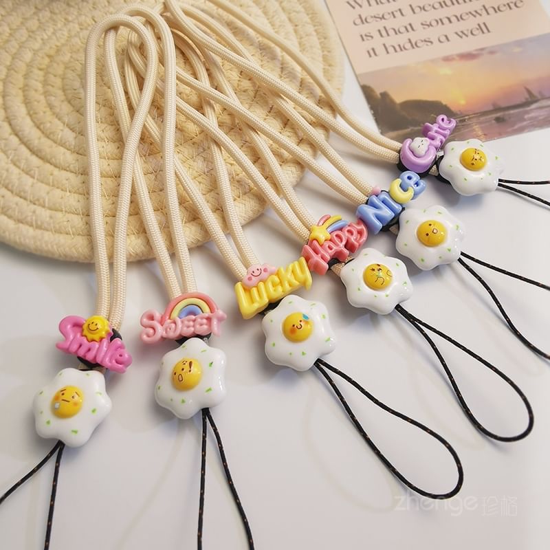 Lettering Fried Egg Phone Strap (Various Designs)