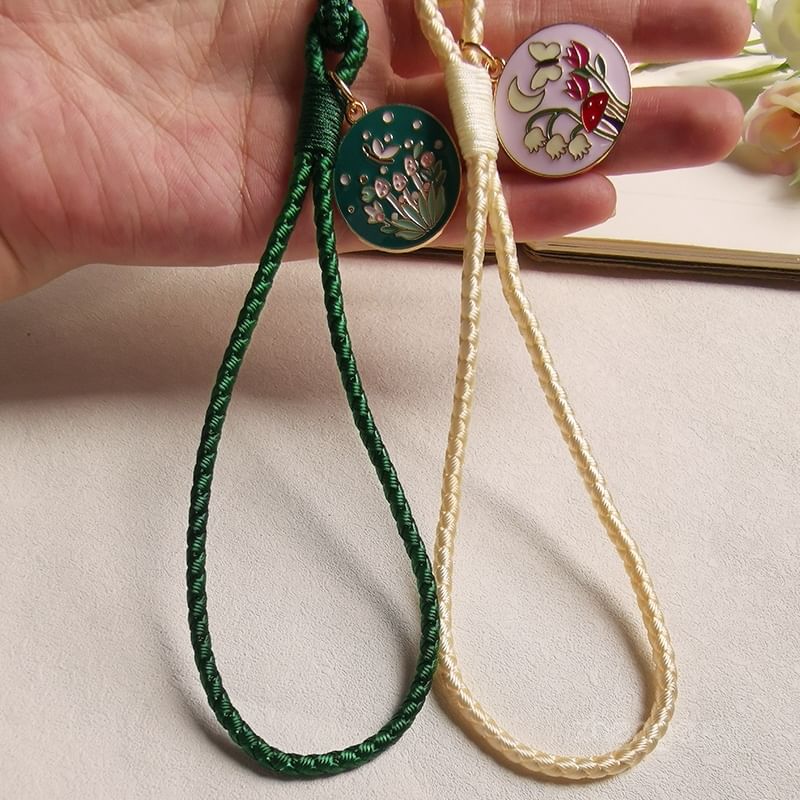 Floral Woven Cord Phone Strap