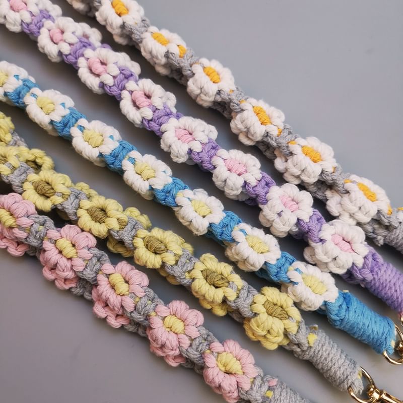 Floral Woven Phone Lanyard with Lanyard Pad