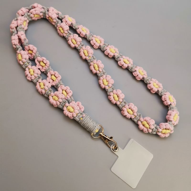 Floral Woven Phone Lanyard with Lanyard Pad