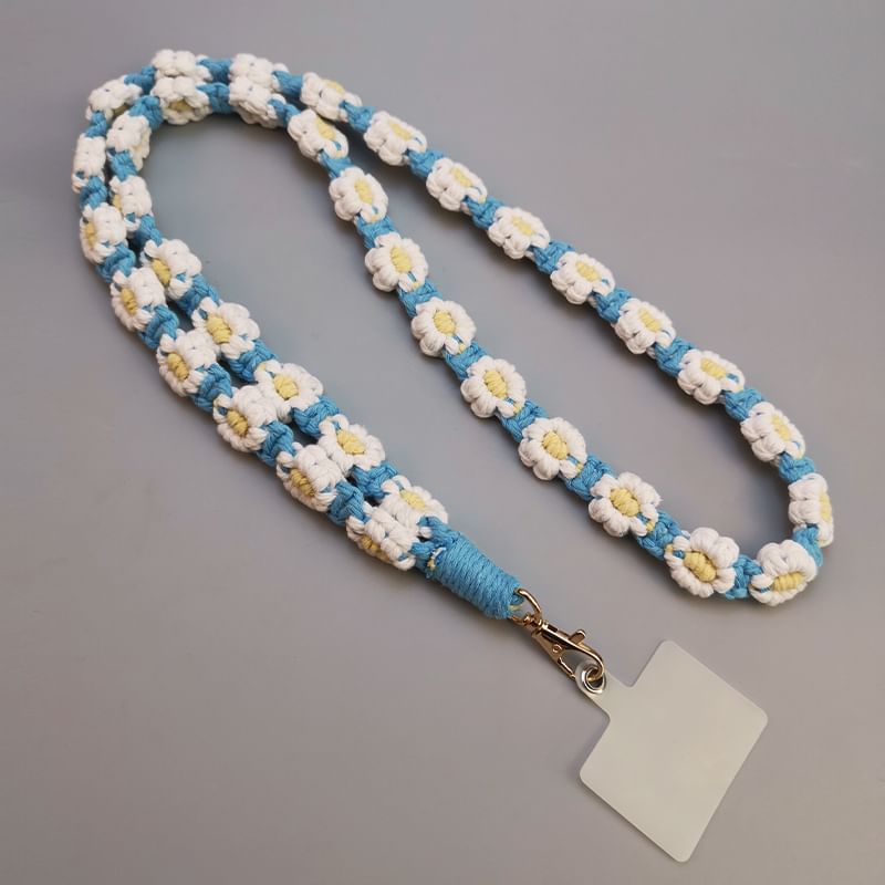 Floral Woven Phone Lanyard with Lanyard Pad