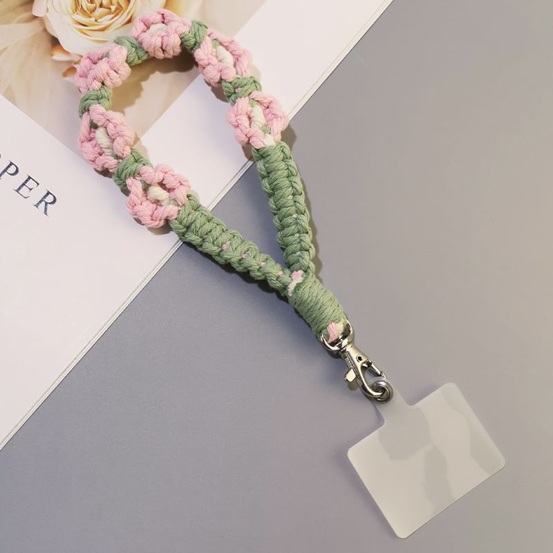 Floral Woven Phone Lanyard with Lanyard Pad