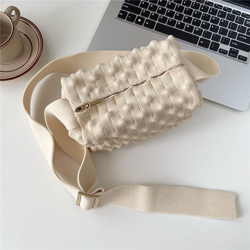 Plain Textured Knit Crossbody Bag