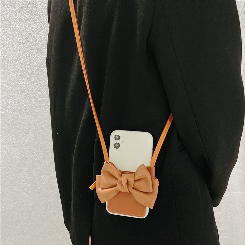 Phone Case Faux Bow Leather
