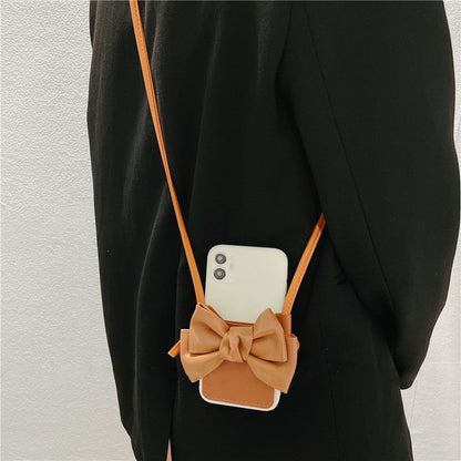 Phone Case Faux Bow Leather