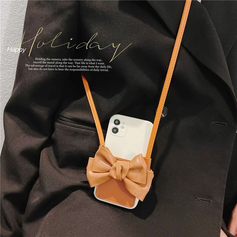 Phone Case Faux Bow Leather