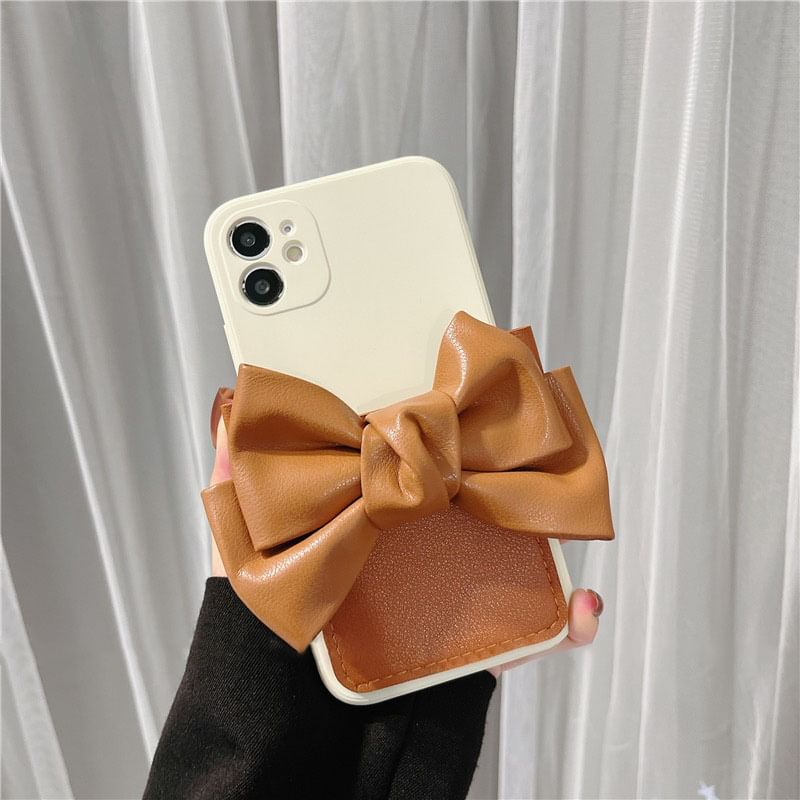 Phone Case Faux Bow Leather