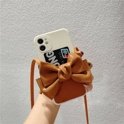 Phone Case Faux Bow Leather