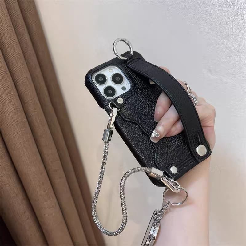 Case Faux Mirrored Phone Leather Heart