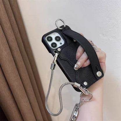 Case Faux Mirrored Phone Leather Heart