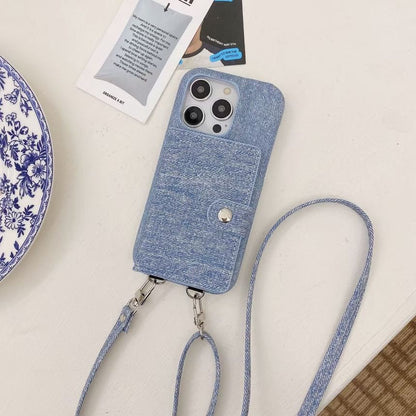 Denim Card Holder Lanyard Phone Case