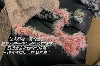 Striped Fleece Knit Trapper Hat