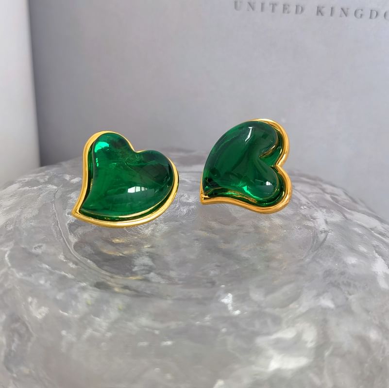 Heart Resin Alloy Stud Earring