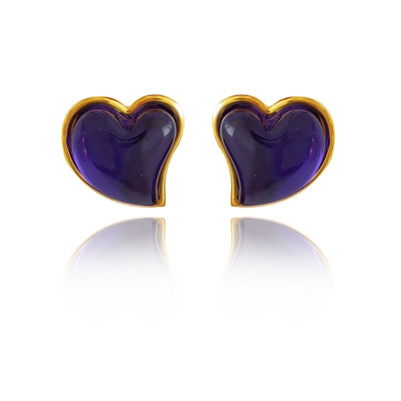 Heart Resin Alloy Stud Earring