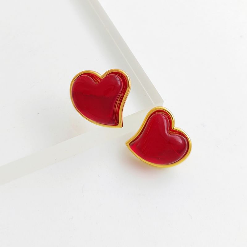 Heart Resin Alloy Stud Earring