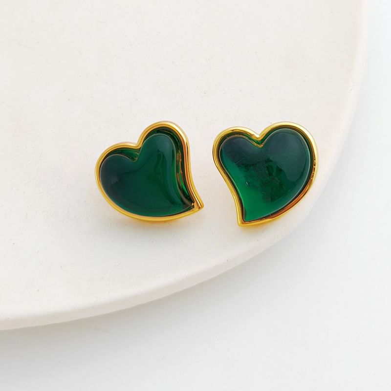 Heart Resin Alloy Stud Earring