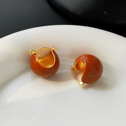 Glaze Alloy Huggie Earring