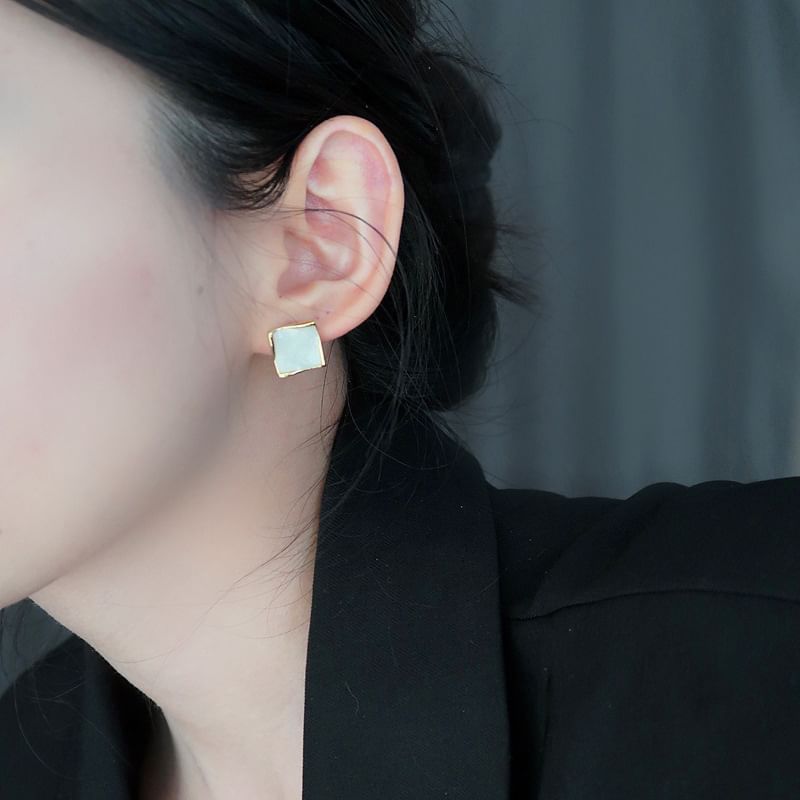 Square Glaze Alloy Stud Earring