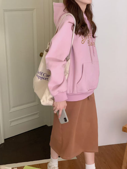 Elevated Waistline Solid Side-Slit Midi Straight Skirt