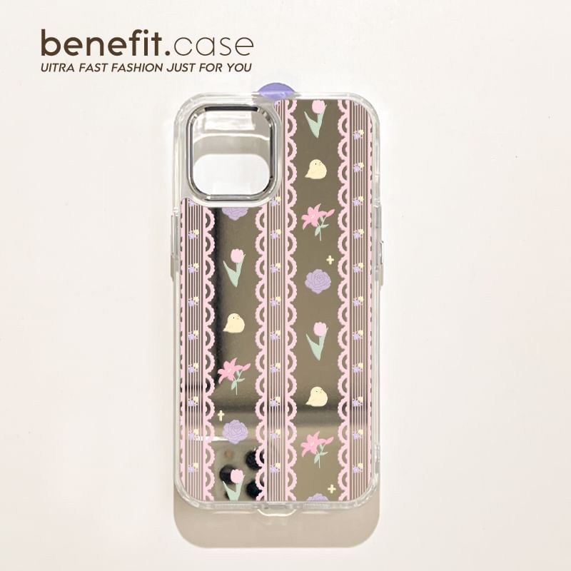 Print Lace Mirrored Floral Phone Case